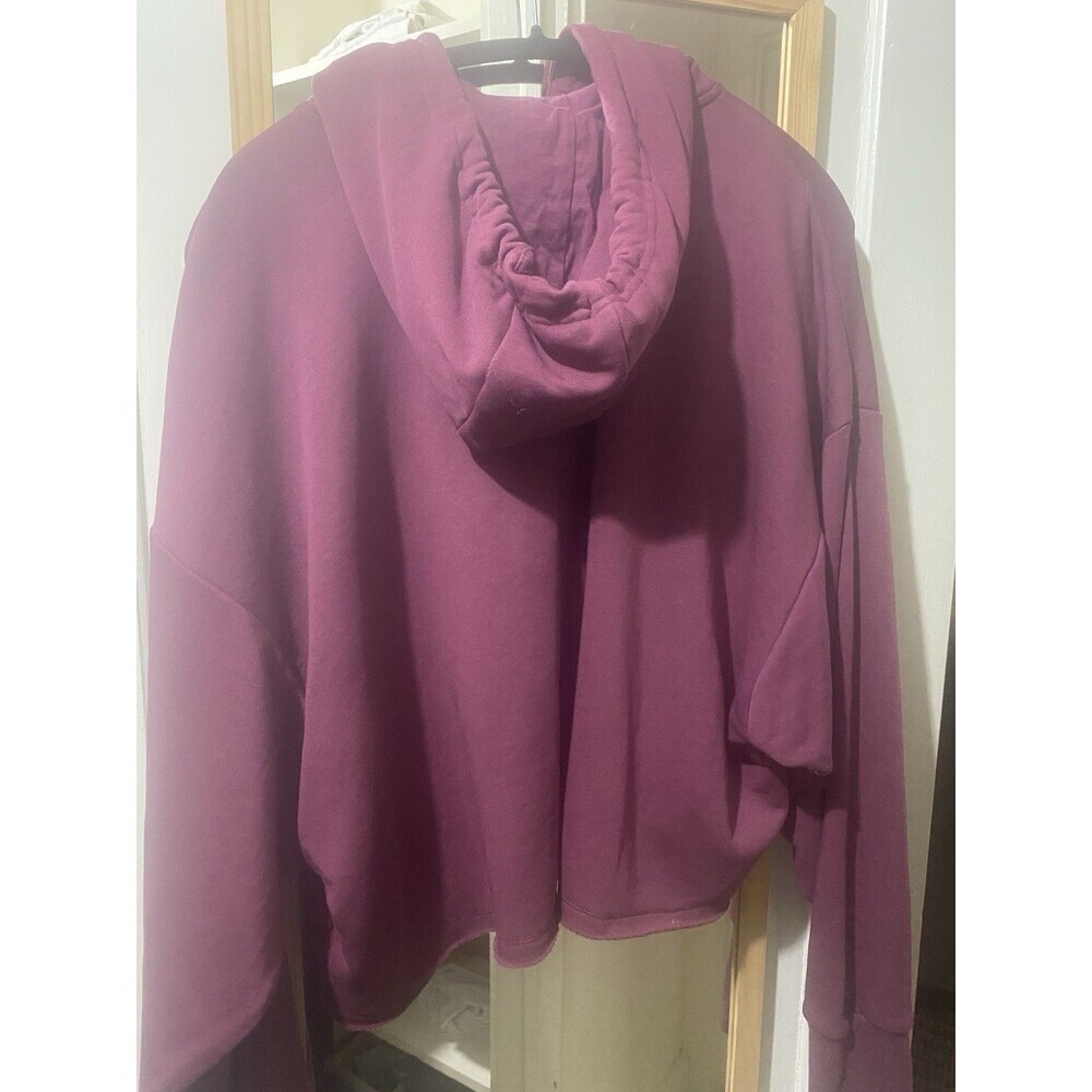 Adidas Purple Pullover Hoodie Cropped XL Relaxed Fit Logo Cotton Blend XL - Picture 3 of 3